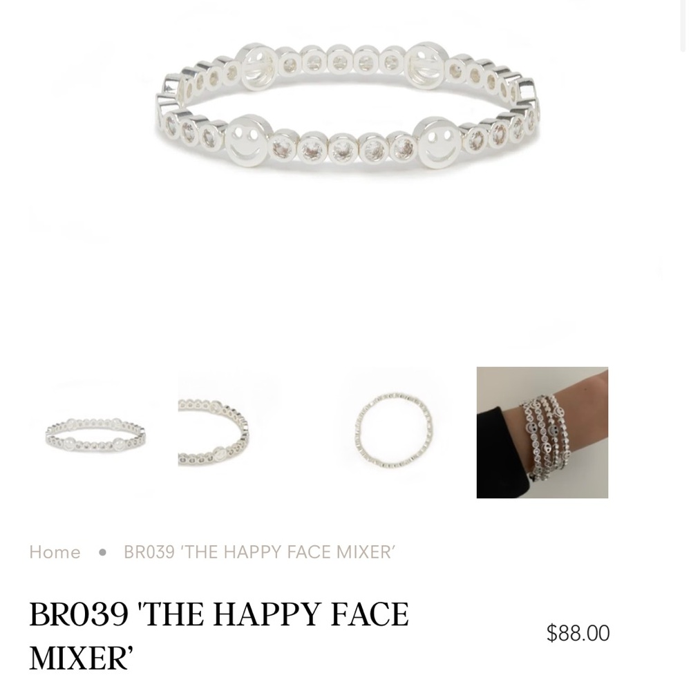Lisa Gozlan Happy Face Mixer’ silver CZ new w box retail $88